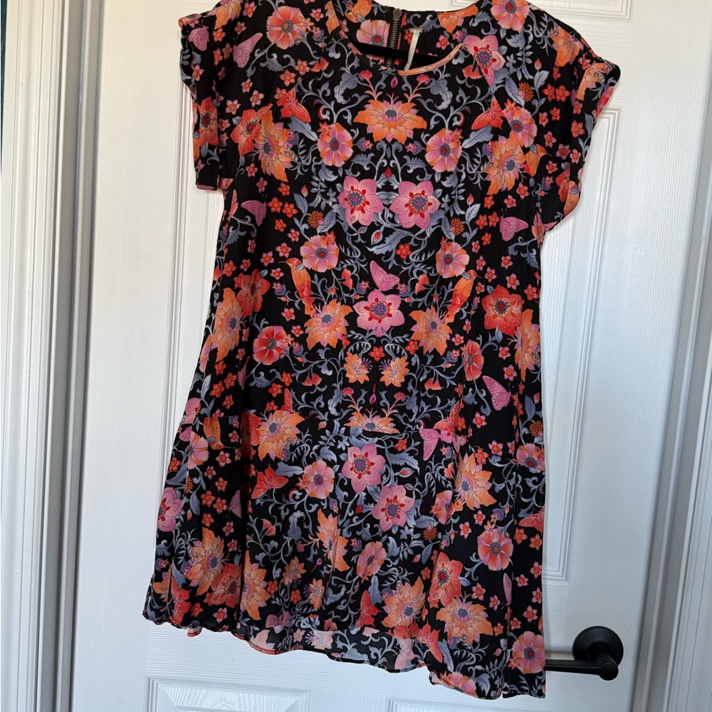 Floral Kids Dress - Black and Pink